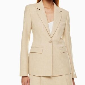 Babaton Beige Single-Button Tailored Blazer